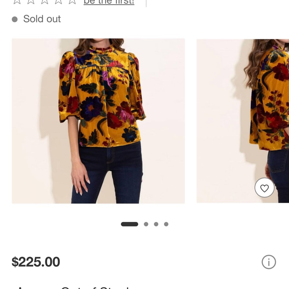 Floral Velvet Top in Mustard by Anthropologie